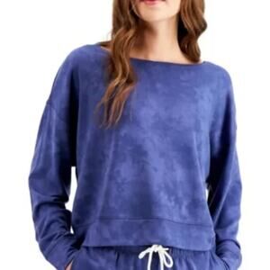 JENNI WOMENS LARGE CASUAL LOUNGE SWEATSHIRT 'SAILORS DELIGHT' TIE-DYE BLUE NEW!
